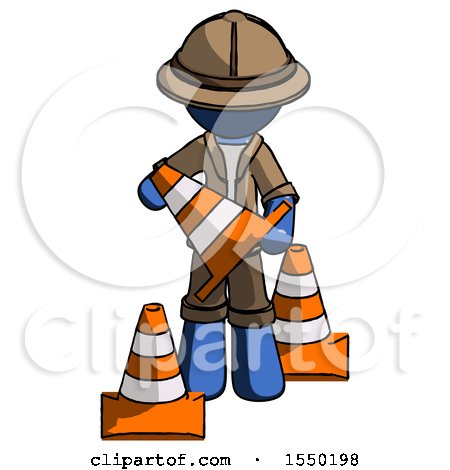 Blue Explorer Ranger Man Holding a Traffic Cone by Leo Blanchette