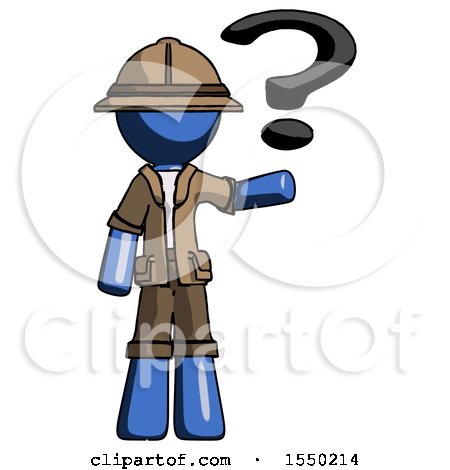 Blue Explorer Ranger Man Holding Question Mark to Right by Leo Blanchette