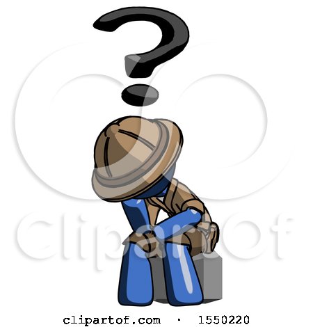Blue Explorer Ranger Man Thinker Question Mark Concept by Leo Blanchette