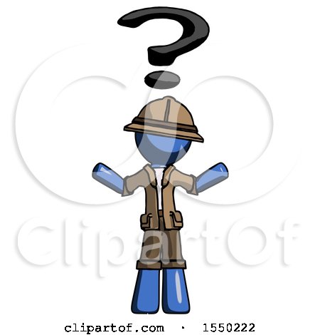 Blue Explorer Ranger Man with Question Mark Above Head, Confused by Leo Blanchette