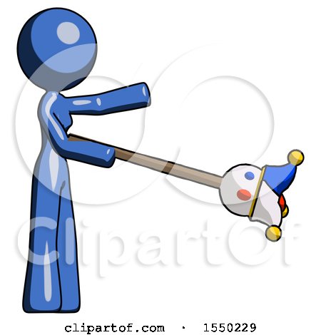 Blue Design Mascot Woman Holding Jesterstaff - I Dub Thee Foolish Concept by Leo Blanchette