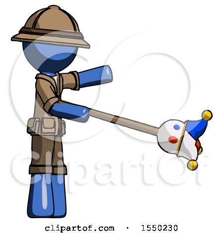 Blue Explorer Ranger Man Holding Jesterstaff - I Dub Thee Foolish Concept by Leo Blanchette