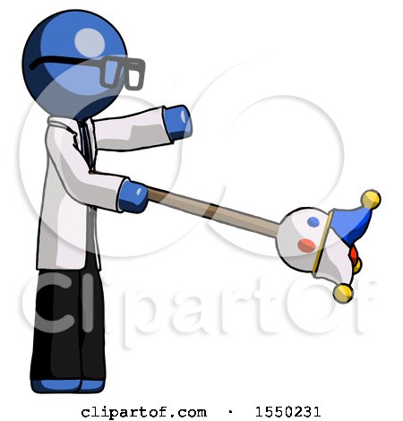 Blue Doctor Scientist Man Holding Jesterstaff - I Dub Thee Foolish Concept by Leo Blanchette