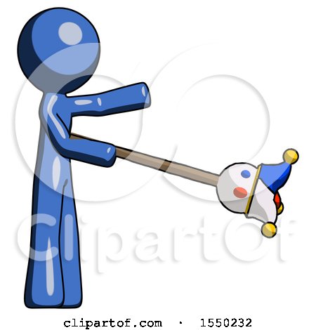Blue Design Mascot Man Holding Jesterstaff - I Dub Thee Foolish Concept by Leo Blanchette