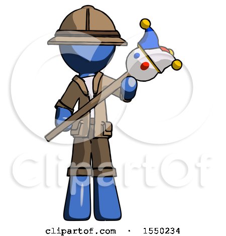 Blue Explorer Ranger Man Holding Jester Diagonally by Leo Blanchette