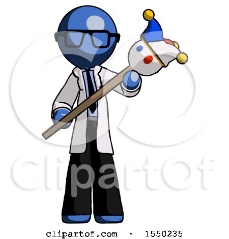 Blue Doctor Scientist Man Holding Jester Diagonally by Leo Blanchette