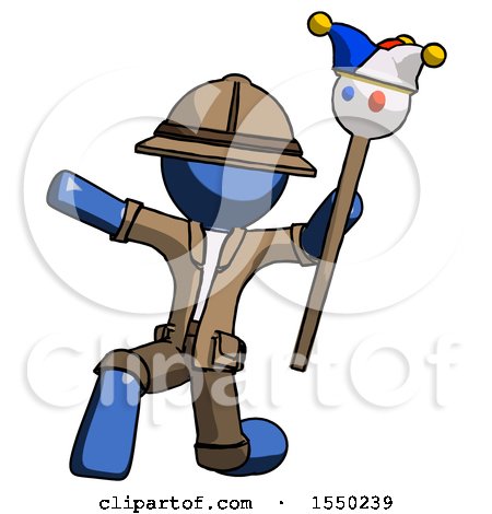 Blue Explorer Ranger Man Holding Jester Staff Posing Charismatically by Leo Blanchette