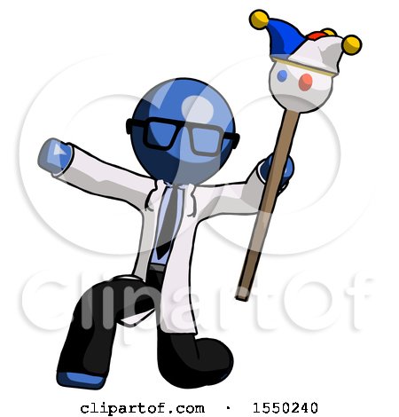 Blue Doctor Scientist Man Holding Jester Staff Posing Charismatically by Leo Blanchette