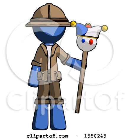 Blue Explorer Ranger Man Holding Jester Staff by Leo Blanchette