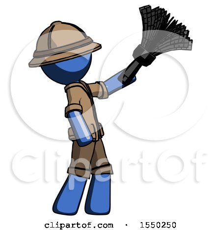 Blue Explorer Ranger Man Dusting with Feather Duster Upwards by Leo Blanchette