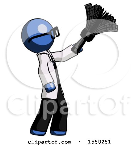 Blue Doctor Scientist Man Dusting with Feather Duster Upwards by Leo Blanchette