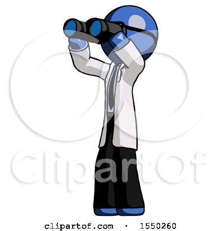 Blue Doctor Scientist Man Looking Through Binoculars to the Left by Leo Blanchette