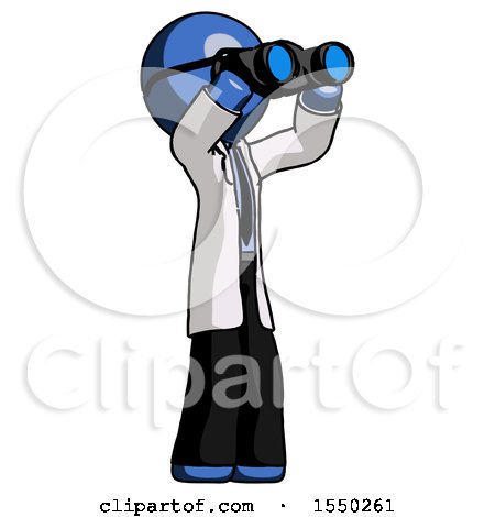 Blue Doctor Scientist Man Looking Through Binoculars to the Right by Leo Blanchette
