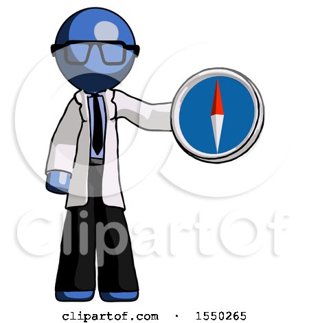 Blue Doctor Scientist Man Holding a Large Compass by Leo Blanchette