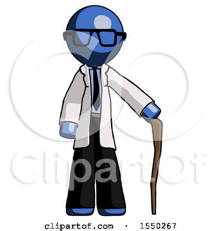 Blue Doctor Scientist Man Standing with Hiking Stick by Leo Blanchette