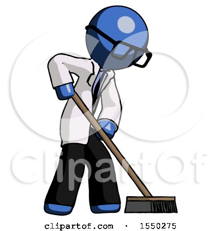 Blue Doctor Scientist Man Cleaning Services Janitor Sweeping Side View by Leo Blanchette