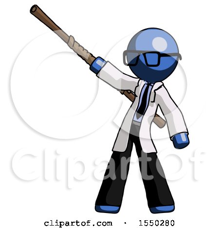Blue Doctor Scientist Man Bo Staff Pointing up Pose by Leo Blanchette