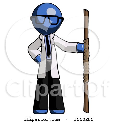 Blue Doctor Scientist Man Holding Staff or Bo Staff by Leo Blanchette