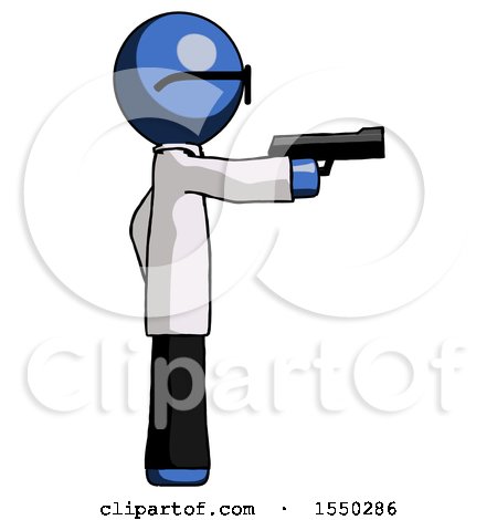 Blue Doctor Scientist Man Firing a Handgun by Leo Blanchette