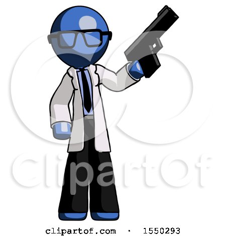 Blue Doctor Scientist Man Holding Handgun by Leo Blanchette