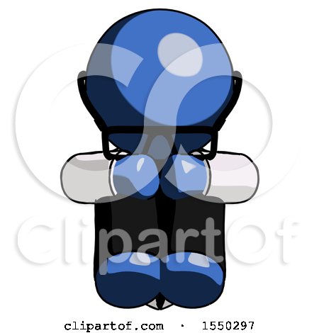 Blue Doctor Scientist Man Sitting with Head down Facing Forward by Leo Blanchette