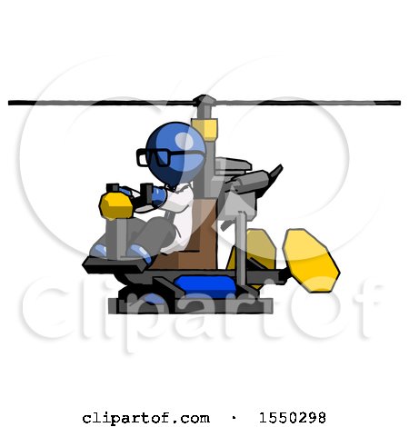 Blue Doctor Scientist Man Flying in Gyrocopter Front Side Angle View by Leo Blanchette