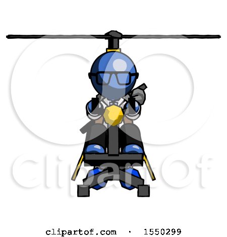 Blue Doctor Scientist Man Flying in Gyrocopter Front View by Leo Blanchette