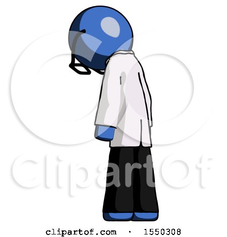Blue Doctor Scientist Man Depressed with Head Down, Back to Viewer, Left by Leo Blanchette