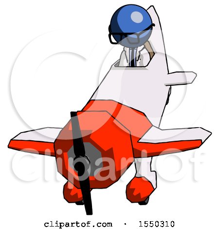 Blue Doctor Scientist Man in Geebee Stunt Plane Descending Front Angle View by Leo Blanchette
