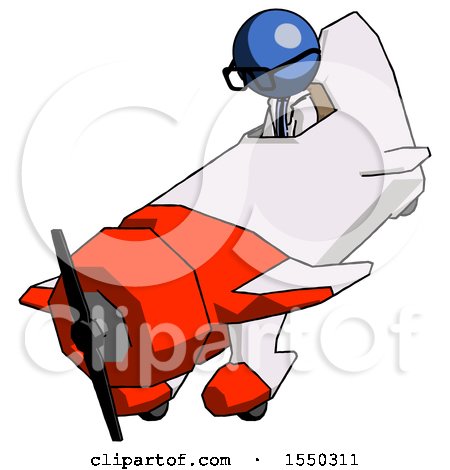 Blue Doctor Scientist Man in Geebee Stunt Plane Descending View by Leo Blanchette