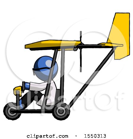Blue Doctor Scientist Man in Ultralight Aircraft Side View by Leo Blanchette