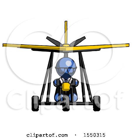 Blue Doctor Scientist Man in Ultralight Aircraft Front View by Leo Blanchette
