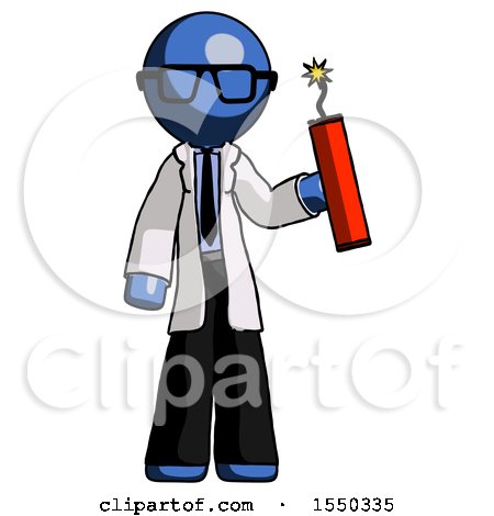Blue Doctor Scientist Man Holding Dynamite with Fuse Lit by Leo Blanchette