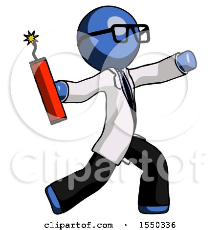 Blue Doctor Scientist Man Throwing Dynamite by Leo Blanchette