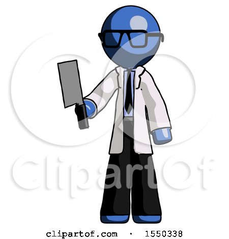 Blue Doctor Scientist Man Holding Meat Cleaver by Leo Blanchette