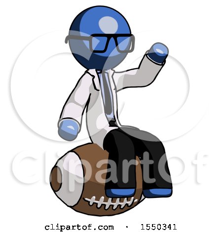 Blue Doctor Scientist Man Sitting on Giant Football by Leo Blanchette