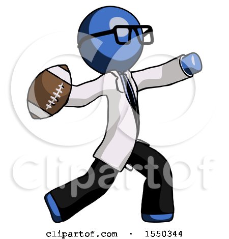 Blue Doctor Scientist Man Throwing Football by Leo Blanchette