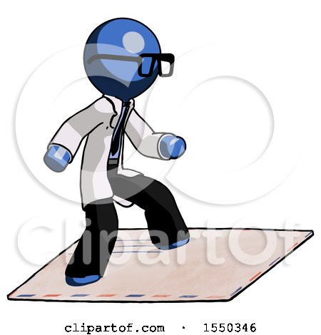 Blue Doctor Scientist Man on Postage Envelope Surfing by Leo Blanchette