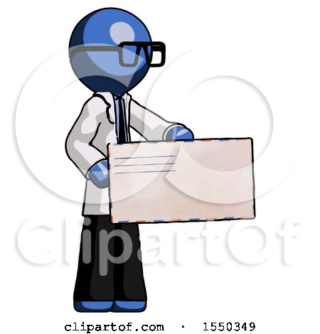 Blue Doctor Scientist Man Presenting Large Envelope by Leo Blanchette