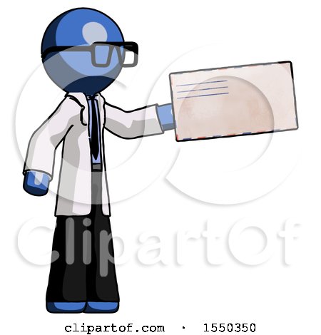 Blue Doctor Scientist Man Holding Large Envelope by Leo Blanchette