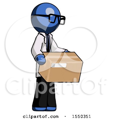 Blue Doctor Scientist Man Holding Package to Send or Recieve in Mail by Leo Blanchette