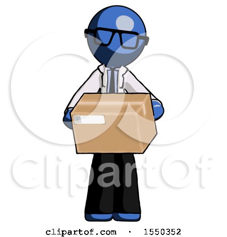 Blue Doctor Scientist Man Holding Box Sent or Arriving in Mail by Leo Blanchette