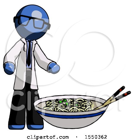 Blue Doctor Scientist Man and Noodle Bowl, Giant Soup Restaraunt Concept by Leo Blanchette