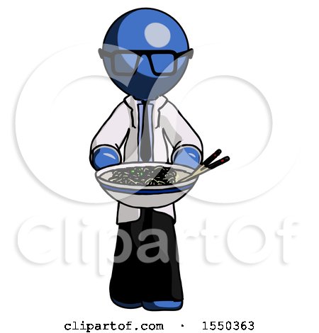 Blue Doctor Scientist Man Serving or Presenting Noodles by Leo Blanchette