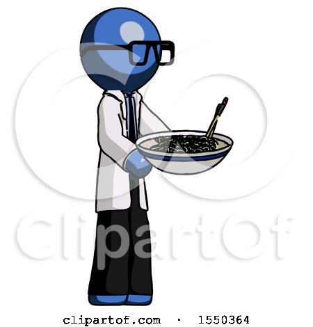 Blue Doctor Scientist Man Holding Noodles Offering to Viewer by Leo Blanchette