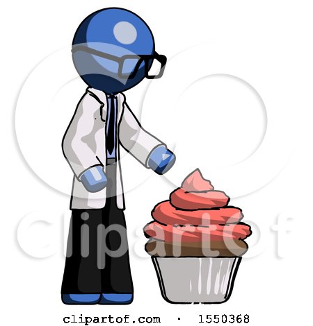 Blue Doctor Scientist Man with Giant Cupcake Dessert by Leo Blanchette