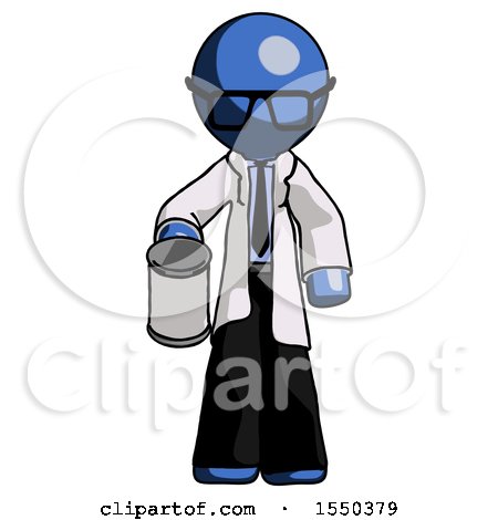 Blue Doctor Scientist Man Begger Holding Can Begging or Asking for Charity by Leo Blanchette