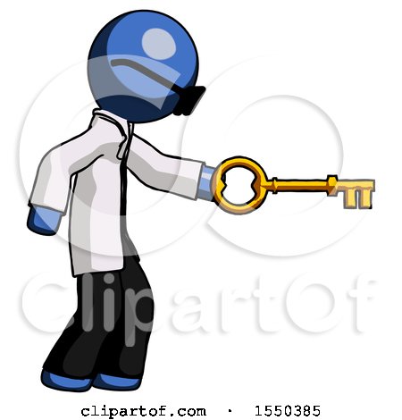 Blue Doctor Scientist Man with Big Key of Gold Opening Something by Leo Blanchette