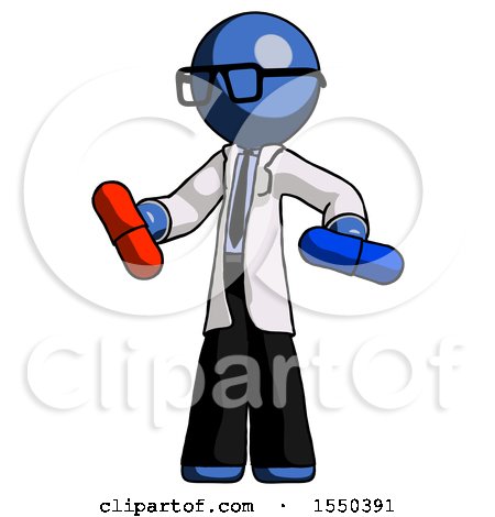 Blue Doctor Scientist Man Red Pill or Blue Pill Concept by Leo Blanchette