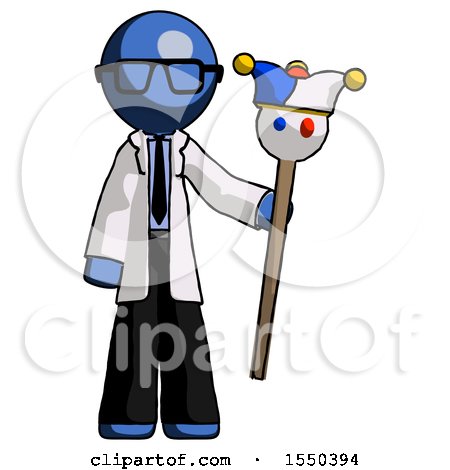 Blue Doctor Scientist Man Holding Jester Staff by Leo Blanchette
